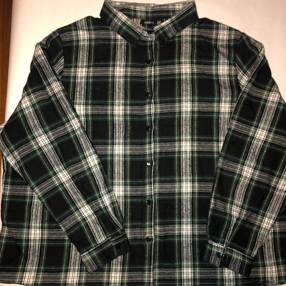 Boohoo Plus Size Flannel Button Up Shirt